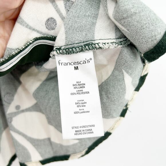 Francescas Mi Ami Nina Linen Blend Twist Front Tropical Floral Peplum‎ Blouse M - Picture 7 of 10